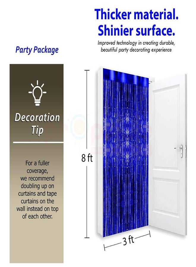 بروبسيكل ستارة بروبسكل الزرقاء ذات الشراشيب المعدنية، مقاس 3 × 6 قدم، خلفية مثالية لأعياد ميلاد الأولاد، وحفلات استقبال المولود، والذكرى السنوية، وحفلات توديع العزوبية، وديكور جدار كشك التصوير (عبوة من قطعتين) - Image 3